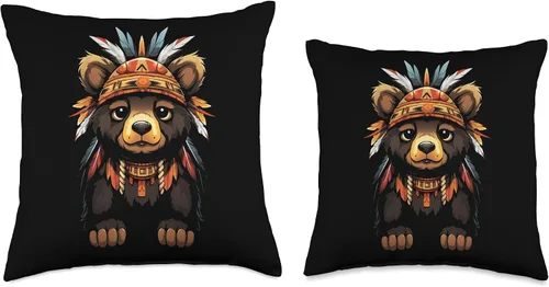 Vista 3 de Native American Day American Indian Pride Cojín de oso indígena indígena nativo americano, diseño de artes tribales, 16 x 16 pulgadas, multicolor