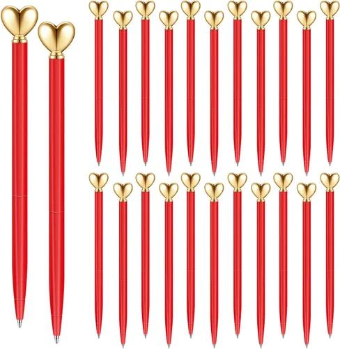 Vista 10 de Thenshop 24 piezas de bolígrafos con forma de corazón retráctiles de metal, lindos bolígrafos de 1.0 mm, tinta negra, bolígrafos de bola