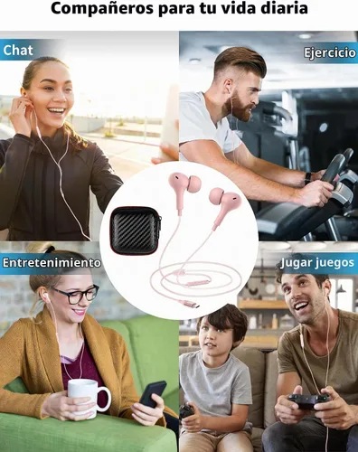 Vista 5 de Auriculares USB C para Samsung S26 S25 FE S24 A16 A17 Z Auriculares con Rosa