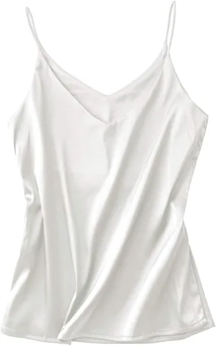 Vista 3 de Camisola sexy de seda sin mangas sin mangas con suave satén