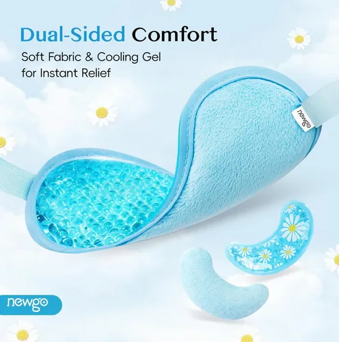 Vista 4 de NEWGO Mascarilla refrescante para ojos hinchados, máscara de ojos fríos para ojos para después de cirugía de ojos, alivio del estrés tensional, Azul