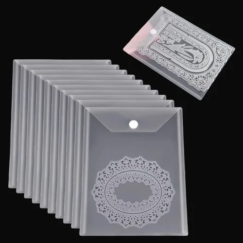 Vista 11 de Paquete de 10 bolsillos de almacenamiento de plástico transparente resistentes y 10 hojas magnéticas de goma suave para troqueles de corte, 20