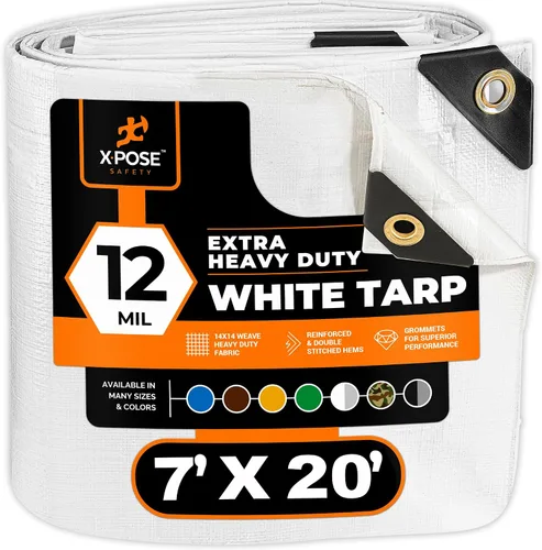 Vista 25 de Xpose Safety Lona protectora de polietileno plateado resistente de 5 x 7 pies - Funda protectora multiusos - Duradera, resistente al agua