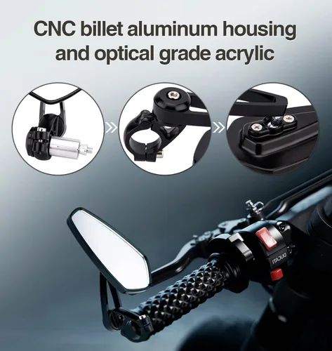 Vista 5 de Espejos de extremo de barra de motocicleta compatibles con Honda GROM MSX125 Kawasaki Z650 Z125 Z900 Z750 SV650 Yamaha MT-07 MT-03 MT-09 MT-10 FZ09