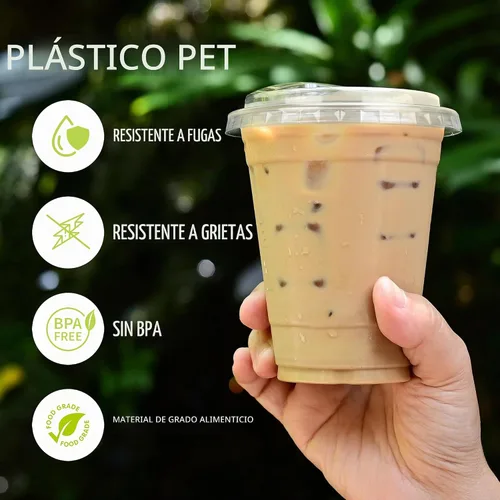 Vista 3 de FROZIP - Tazas de café de plástico con tapas para sorbos, paquete de 50, 16 onzas