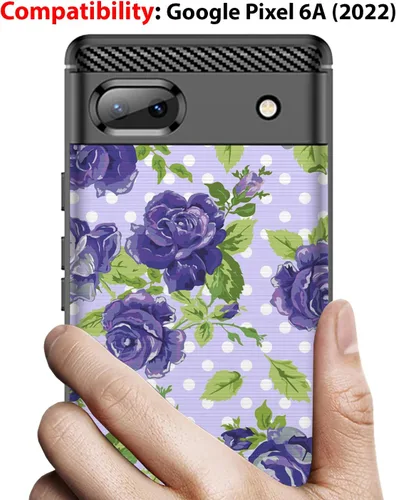 Vista 2 de CasesOnDeck - Funda compatible con Google Pixel 6A (2022) / Pixel 6A] cubierta de parachoques de TPU suave con textura de fibra de carbono flexible