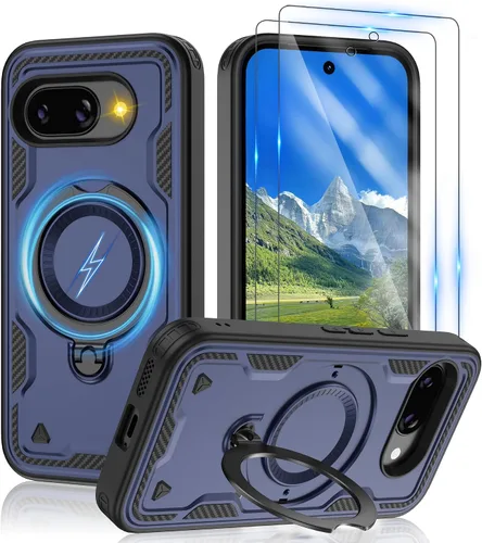 Vista 73 de Gritup fro Funda para Google Pixel 9A, funda protectora magnética de grado militar compatible con Mag-Safe, 2 protectores de pantalla HD, soporte