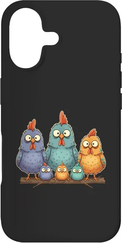 Vista 32 de Chicken: My Cluck Crew, Three Big Hens + Four Tiny Chicks Case for iPhone 16