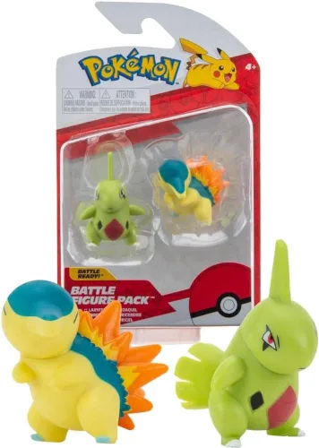Vista 2 de Pokemon - Figura de batalla de 2 pulgadas, paquete de 2 Cyndaquil & Larvitar