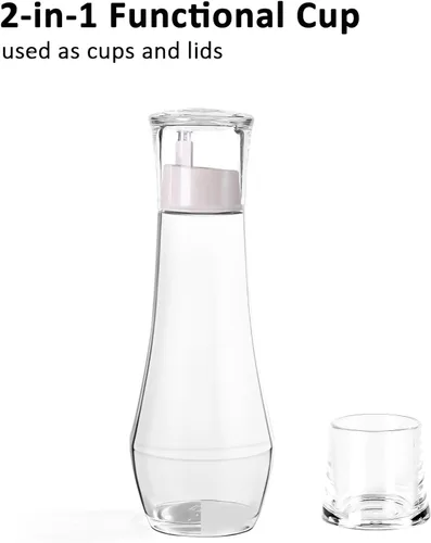 Vista 3 de Dispensador de enjuague bucal de vidrio para baño, dispensadores de enjuague bucal con taza, contenedor de enjuague bucal para adultos/niños, 8.8