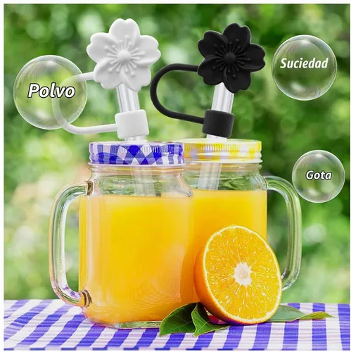 Vista 6 de Tapa de pajita de silicona con flores para vaso Stanley, 10 mm 0.4 pulgadas, tapas reutilizables para regalo de decoración de fiesta