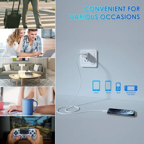 Vista 7 de Cargador para iPhone, [Certificado MFi de Apple], paquete de 2 cables Lightning de 3 pies cubo, cable de transferencia de carga para teléfono
