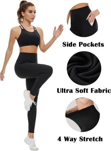 Vista 5 de FULLSOFT Paquete de 3 leggings para mujer que no se transparentan a través del entrenamiento, cintura alta, control de abdomen, pantalones de yoga
