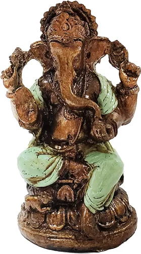 Vista 21 de Ganesha - Cabeza de elefante y cuerpo humano que elimina obstáculos del camino de uno, decoración de dormitorio, oficina en casa, estatua Rojo