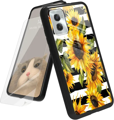 Vista 14 de Funda para Motorola Moto G Play 4G 2024 con protector de pantalla, parte trasera de vidrio templado + funda de silicona suave TPU absorción