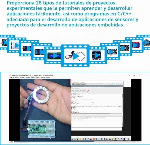 Vista 3 de Kit de Programación Micro Python de GeeekPi para Raspberry Pi Pico, Panecillos, Módulo de Pantalla LCD 1602 I2C para Principiantes y Ingenieros