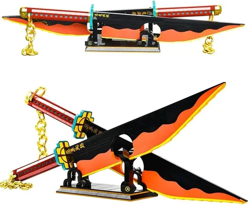 Vista 8 de SATHIBI Demon Swords - Juego de construcción para adultos, kit de modelo de bloque de construcción de cuchillos de 46 pulgadas de largo con soporte