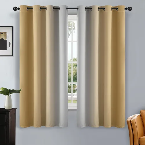 Vista 220 de SimpleHome Cortinas degradadas degradadas para oscurecer la habitación de 36 pulgadas de largo para dormitorio, con ojales y bloqueo de luz Negro