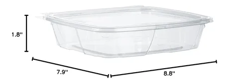 Vista 3 de DART CH35DEF Contenedor transparente con bisagras de 35 onzas con tapa plana (paquete de 200)