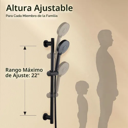 Vista 5 de KES Soporte de cabezal de ducha ajustable con combo de barra deslizante, cabezal de ducha de mano con manguera, kit de ducha de mano de 5 funciones