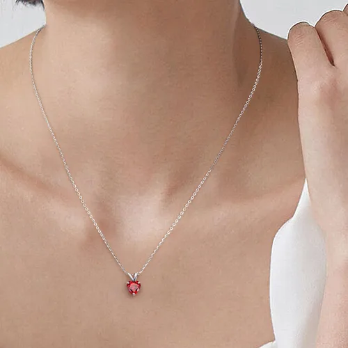 Vista 5 de SMILEST Dainty Heart Birthstone Necklace for Women, 925 Sterling Silver 01-enero-granate rojo