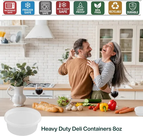 Vista 4 de [8oz-20 juegos de recipientes de plástico con tapas, recipientes transparentes sin BPA con tapas herméticas, almacenamiento de alimentos resistente