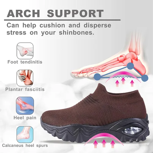 Vista 3 de ENOSKY Zapatos anchos para mujer, zapatos antideslizantes para mujer, zapatos de soporte de arco para mujer, zapatos deportivos hipersuaves