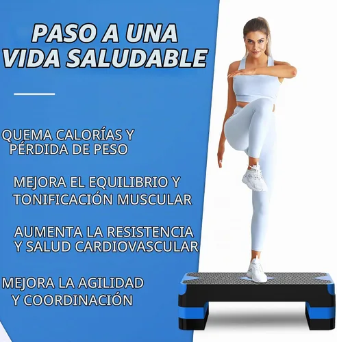 Vista 6 de GYMMAGE Escalón de ejercicio aeróbico, escalón aeróbico ajustable para ejercicio, plataforma de entrenamiento para escalonar, plataforma de pasos
