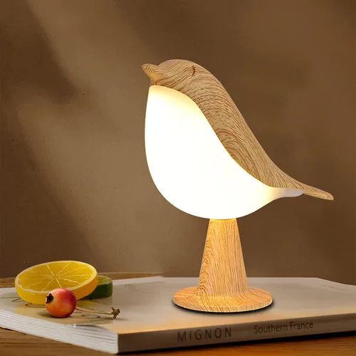 Vista 12 de Lámpara de mesa con control táctil de mesita de noche, lámparas de aroma, con forma de pájaro, lámpara de escritorio LED con puerto de carga USB, 3