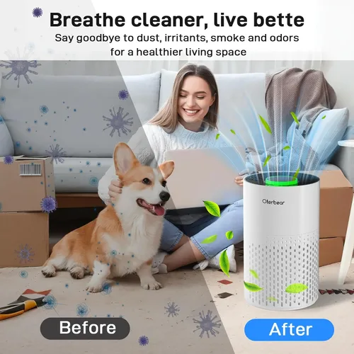 Vista 5 de Purificadores de aire para dormitorio del hogar de hasta 1250 pies cuadrados - Purificador de aire HEPA H14 con aroma y modo de sueño, purificador