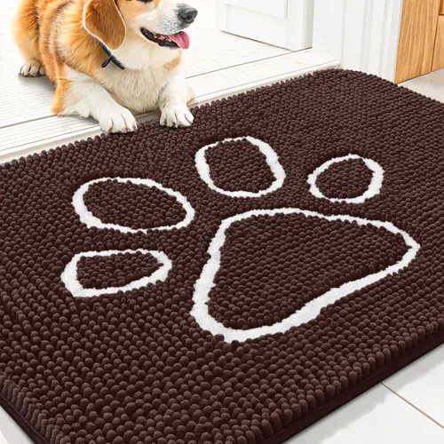 Vista 18 de Smiry Tapete para puerta de perro para patas fangosas, absorbente y Gris y negro
