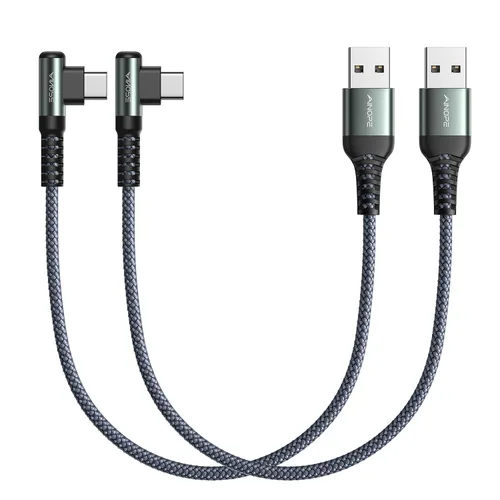 Vista 25 de AINOPE - Cable USB C de 1 metro en ángulo recto, paquete de 2 cables USB a USB C de 1 metro, cable USB A a USB C trenzado de nailon de 3.1A de carga