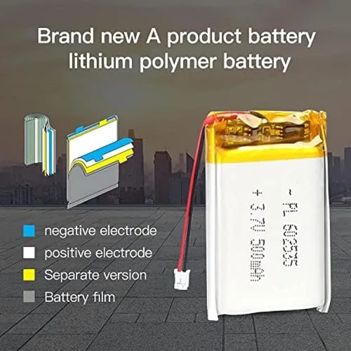 Vista 5 de 3.7V 500mAh 602535 Lipo paquete de iones recargable con conector JST 1pcs
