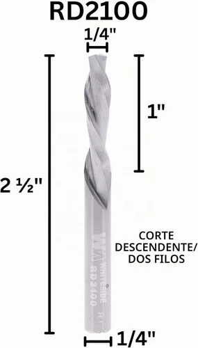 Vista 2 de Whiteside Brocas RD2100 Standard espiral Bit con 1/4-pulgadas de diámetro de corte de carburo sólido y 1 pulgada de longitud de corte