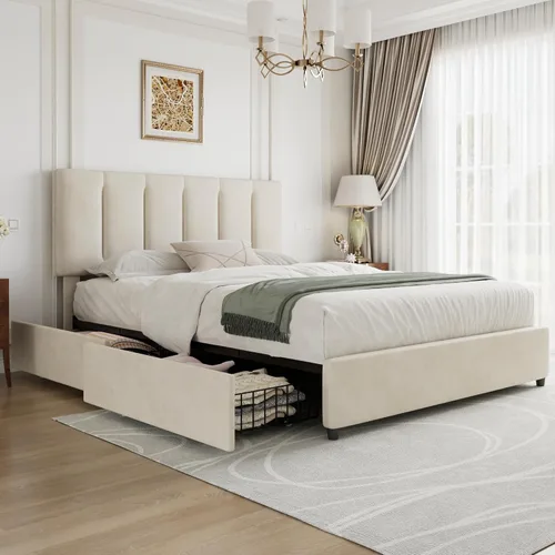 Vista 19 de VECELO Base de cama de tamaño individual con cajón de almacenamiento, base de cama de plataforma resistente con cabecera y fuerte soporte de Negro