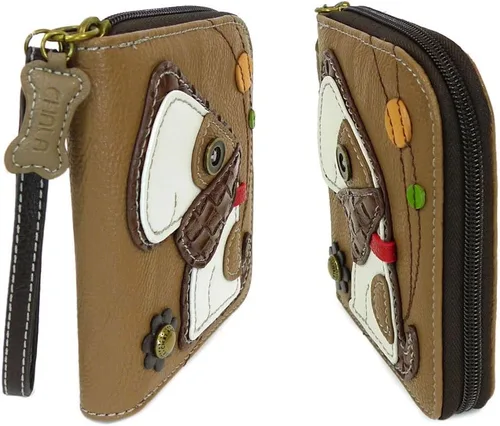 Vista 4 de CHALA Bolsos, cartera con cremallera alrededor de la cartera, pulsera, 8 ranuras para tarjetas de crédito, monedero resistente para mujeres, Perro