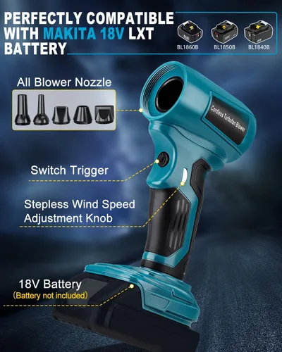 Vista 2 de Taingwei Soplador de polvo inalámbrico para batería Makita de 18 V, motor de alta velocidad, sin escobillas, 130,000 RPM, diseño ligero para hojas