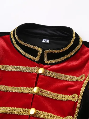 Vista 7 de Runhomal Uniformes de banda de marcha para mujer, para Halloween, circo, Ringmaster, cosplay, abrigo, ropa de abrigo