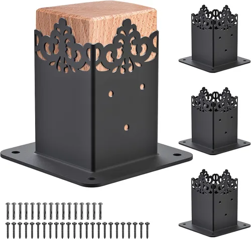 Vista 9 de Insaga Base de poste de 4 x 4, tamaño interior de 3.6 x 3.6 pulgadas, base de anclaje de poste de madera resistente para kit de valla de pérgola