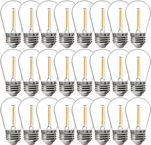 Vista 10 de Paquete de 15 bombillas LED de repuesto para exteriores FLSNT para luces de cadena, bombillas colgantes LED S14 para patio, jardín, base E26, 2200 K