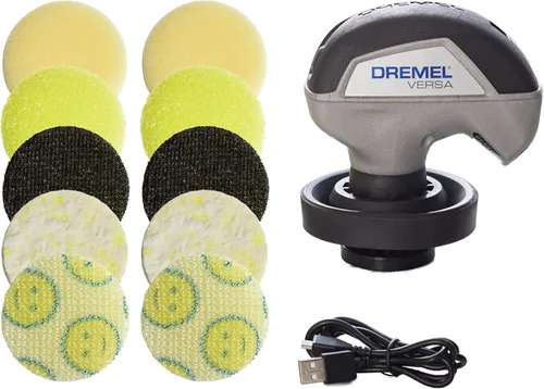 Vista 9 de Kit de Limpieza con Cepillo Eléctrico Giratorio Dremel Versa Power con 5 Esponjas de Limpieza Scrub Daddy - Limpiador Eléctrico Inalámbrico
