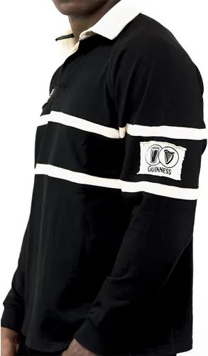 Vista 4 de Guinness Camiseta de rugby tradicional de manga larga negra y crema, producto oficial, camiseta negra, talla S a 4XL para hombre