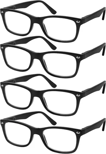 Vista 5 de Success Eyewear Reading Glasses Set of 4 Black Quality Readers Spring Hinge Glasses for Reading for Men and Women