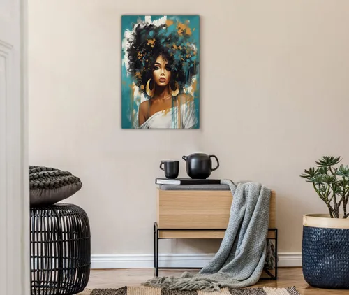 Vista 295 de Arte de pared afroamericano, decoración de rey y reina bailarín negro para sala de estar, arte de pareja de amor negro para dormitorio, lienzo