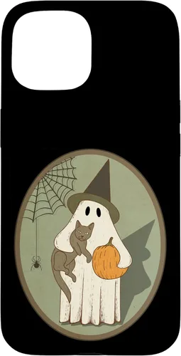 Vista 6 de iPhone 16 Vintage Ghost with Cat Halloween Graphic Case