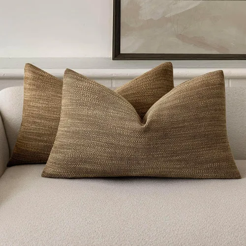 Vista 40 de Foindtower Juego de 2 fundas de almohada decorativas de lino de arpillera con textura, fundas de cojín bohemias de estilo rústico, funda de almohada