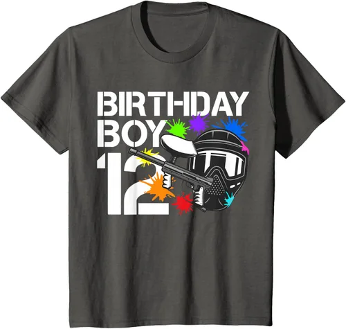 Vista 31 de 12th B-Day Paintball Birthday Party Boy 12 Year Old Funny T-Shirt, Negro