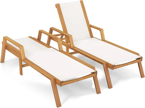 Vista 13 de Tangkula Sillón de madera para exteriores, tumbona de patio con respaldo ajustable de 5 posiciones, sillón reclinable de madera de eucalipto con Gris