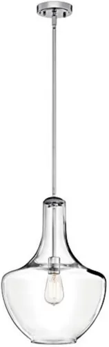 Vista 6 de Kichler Everly - Lámpara colgante de 11.25 pulgadas con 1 luz, diseño de vidrio fantasía transparente en níquel cepillado