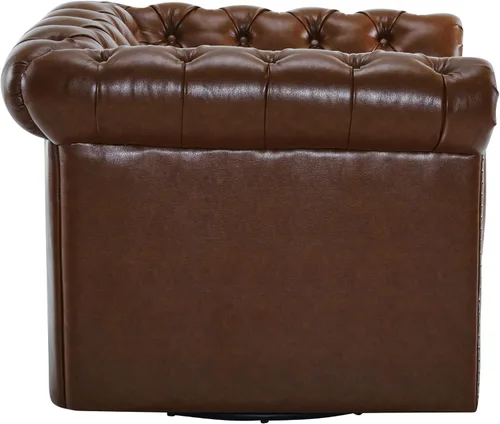 Vista 7 de Christopher Knight Home Oakley Chesterfield - Silla tapizada de piel sintética, sofá giratorio de 360° con botones, sofá de sala de estar, sofá